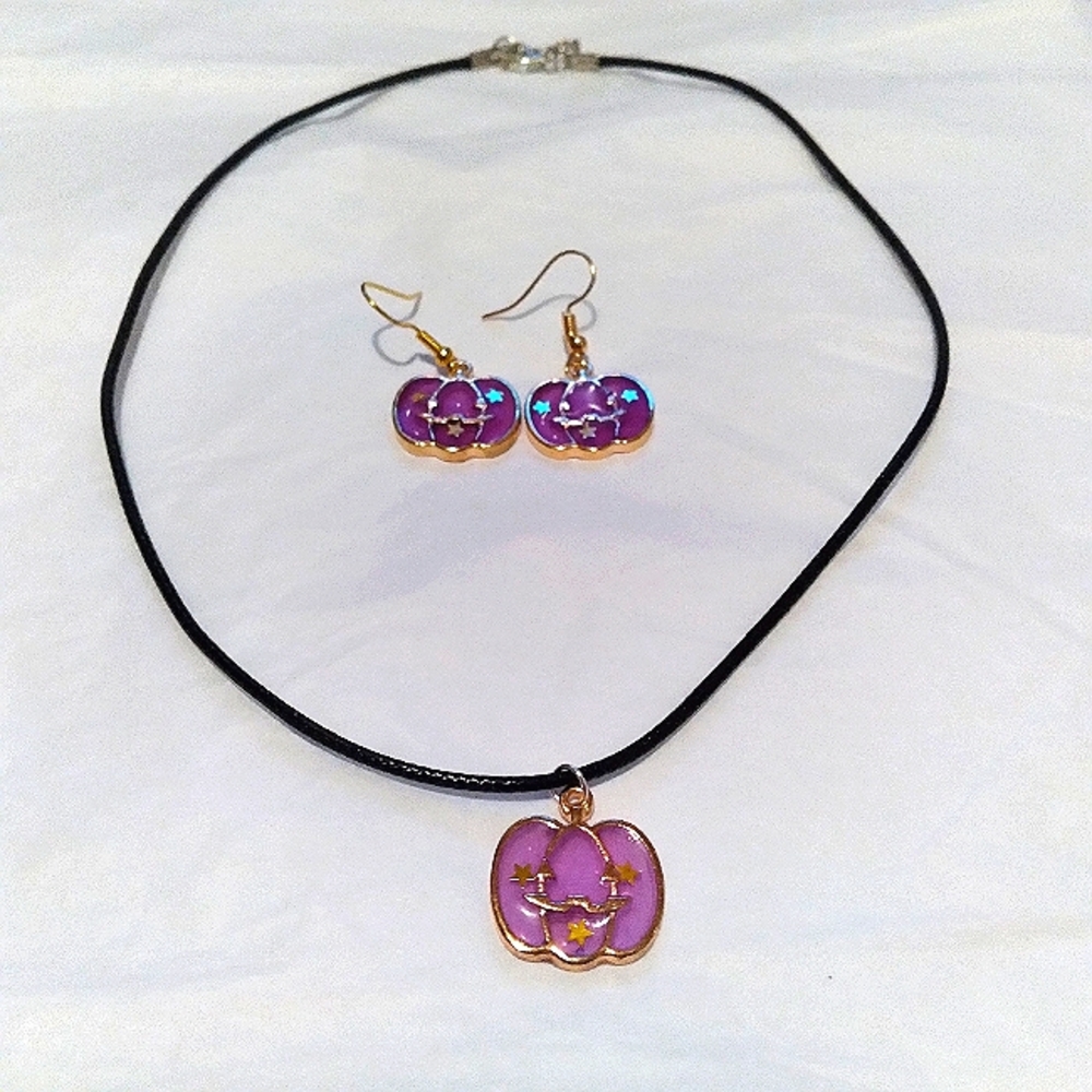 Handmade Stained Glass Necklace and Earring Set